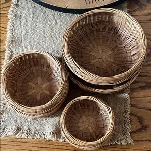 Vintage Woven Nesting BasketSet - set of 3 Natural Brown